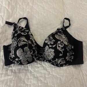 Soma 34B Floral Black and White Bra Vanishing Back Demi